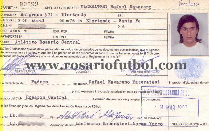 Ficha de Rafael Nazareno Maceratesi