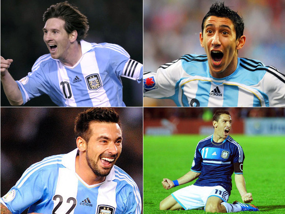 Messi, Di Mar&iacute;a, Lavezzi y Maxi, cuatro piezas fundamentales para la Selecci&oacute;n Argentina.