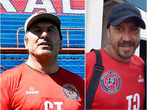 Daniel Teglia, el DT saliente, y Eduardo Bustos Montoya, el entrenador que asume en Bombal.